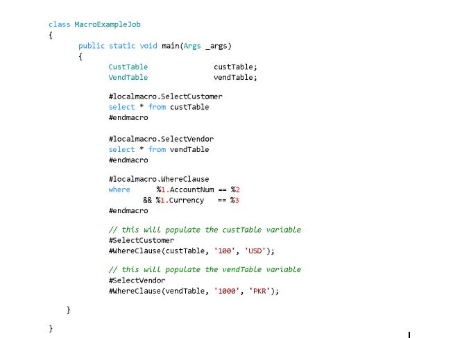 macros development in ax